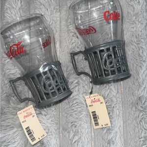 Coca Cola Glasses with Gray Holders